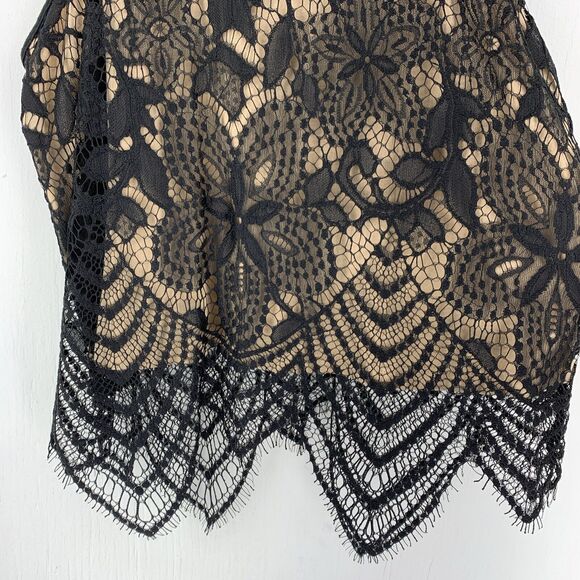 Express Womens Small Tank Cami Top Whimsy Goth Floral Lace Boho Festival Black - Picture 2 of 7